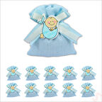 Lavantalı Keten Kese 11cm x 10cm - Mavi, 10 Adet