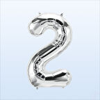 2 Yaş Rakam Gümüş Folyo Balon - 76 cm