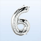 6 Yaş Rakam Gümüş Folyo Balon - 76 cm