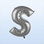 S Harf Gümüş Folyo Balon - 76 cm