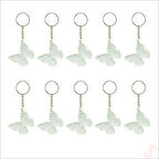 Epoksi Kelebek Anahtarlık, Gümüş - 10 Adet