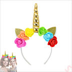 Unicorn Tek Boynuz Dolgulu Eva Taç, 1 Adet - Altın