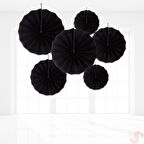 Kağıt Yelpaze SüS, 6 Adetli Set, Siyah