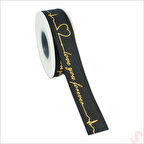 Grogren Kurdele Love You Altın Baskılı, 2,5cm x 23mt - Siyah