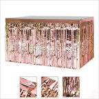 Parlak Saçaklı Işıltılı Masa Eteği 75cm x 275cm - Rose Gold