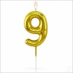 9 Rakam Mum Altın - 10 cm