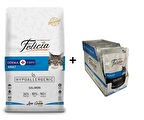 Felicia Somonlu Yetişkin Kedi Maması 12 kg + 12 Adet Felicia Somonlu Yaş Mama 85 Gr