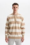 Arma Erkek Ribanalı Regular Fit Çizgili %100 Pamuk Ringel Ottoman Kumaş Polo Yaka Düğmeli Sweatshirt K30554952602 