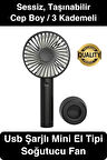 Taşınabilir El Tipi Usb Şarjlı 3 Kademeli Mini Pervane Serinletici Fan Soğutucu Sessiz Çalışabilen