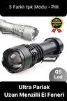 3 Fonksiyonlu Q5 Led Ultra Parlak Uzun Menzilli Pilli Yüksek Işık Gücüyle Acil Durum Kamp El Feneri