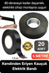 Süper Güçlü 20 Adet Siyah Kauçuk Kendinden Eriyen Bant Elektrik Sızdırmazlık Bandı 5 mt 1.9 cm