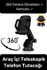 Çok Fonksiyonlu Dayanıklı Teleskopik 360 Derece Vantuzlu Araba Araç Cep Telefonu Tutucu Askılık