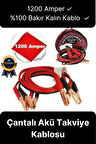 Çantalı %100 Bakır Kalın Kablo ve Hızlı Şarj Güçlü 1200 Amper Oto Araç Akü Şarj Takviye Kablosu 2m
