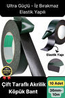 Premium Ultra Güçlü İz Bırakmaz Elastik Yapılı Çift Taraflı Akrilik Köpük Bant 36mm - 10m - 10 Adet