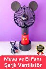 Yeni Seri Taşınabilir Kablosuz 1200mAh Pervaneli 2 Kademeli Usb Şarjlı Masa ve El Fanı Vantilatör