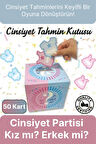 Özel Üretim Cinsiyet Partisi 50 Kart Eğlenceli Sürpriz Kız Mı Erkek Mi Oylama Tahmin Kutusu 19x19cm