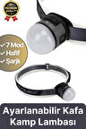 Özel Üretim Mıknatıs Sabitleme Oynar Başlıklı Esnek Lastik COB4 Led 7 Modlu Şarjlı Kafa Kamp Lambası