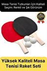 Özel Seri Yüksek Kaliteli Eğlence Oyun Renkli 2 Adet Raket 3 Pinpon Topu Masa Tenisi Raket Seti