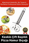Premium Seri Paslanmaz Çelik Keskin Şekillendirici Kesici Çift Başlıklı Pizza Mantı Hamur Bıçağı