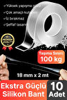 10 Adet Çok Amaçlı Çift Taraflı İz Bırakmaz Tamir Montaj Bandı Şeffaf Güçlü Silikon Bant 18mm X 2 mt