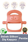 Eğlenceli Yumuşak Esnek Bpa İçermeyen Diş Çıkarma Dönemi Kaşıma Silikon Pembe Bebek Diş Kaşıyıcı