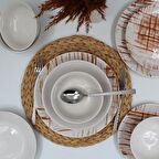 Ekose 24 Parça 6 Kişilk Karamel Yemek Takımı Düz