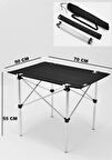 Exent 50x70 Cm Kamp Masası Katlanabilir Masa, Piknik Bahçe Balkon Plaj Masası, Taşıma Çantalı Masa-siyah