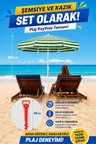 ☀️🏖️ Exent 160 Cm Eğilebilir Plaj Şemsiyesi + Ayarlanabilir Şemsiye Kazığı Seti-YEŞİL