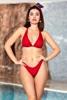 Bikini Takımı Üçgen Boyundan Bağlamalı Kırmızı