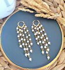 Kadın Tasarım İnci Sallantılı Halka Küpe