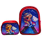 Gen-Of 2 Bölmeli Elsa Okul Sırt Çantası Ve Beslenme Çantası Kırmızı KOD:1308
