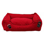 Lepus Soft Fermuarlı Köpek Yatağı Kırmızı Small
