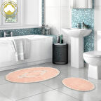 Zümra Lüx Pamuklu Aplikli Oval Banyo Takımı 2 Li Set