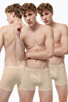 Görünmez Boxer Erkek Ten Rengi 3 Lü Paket Likralı Modal Iç Göstermeyen Boxer Mb58