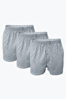Erkek Gri 3 Lü Paket Geniş Kalıp Büyük Beden Boxer %100 Pamuk Battal Boy 3m024