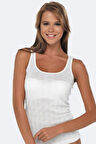 Kadın Ekru Kalın Askılı Viloft Jakarlı Termal Atlet 710