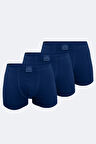 Erkek Desenli Beyaz Lacivert 3 lü Pamuk Elastan Boxer 3M074