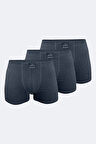 Erkek Desenli Beyaz Lacivert 3 lü Pamuk Elastan Boxer 3M074