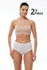 Malabadi 1030 2'Li Paket Kadın Modal Yüksek Bel Battal Slip & Külot