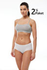 Malabadi 1126 2'Li Paket Kadın Modal Geniş Kenarlı İz Yapmayan Slip & Külot