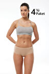 Malabadi 1126 4'Lü Paket Kadın Modal Geniş Kenarlı İz Yapmayan Slip & Külot