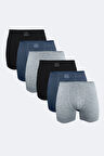Erkek Desenli 6 lı Pamuk Elastan Uzun Boxer 073