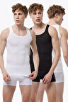 Erkek Beyaz 3 lü %100 Pamuk Yazlık Fileli Atlet 3M081