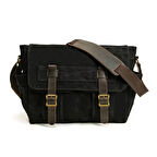 Retro Kanvas Postacı Çanta Mumlu Su Geçirmez (Siyah)