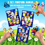 3 Set - 30 Parça Tox Evcil , Vahşi Hayvanlar ve Meslekler Parmak Kukla T77-1 T78-1 T76-1