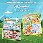 2 Set - 36 Parça Tox Mevsimler ve Taşıtları Öğreniyorum Keçe Cırtlı Duvar Panoları , Eğitici Oyuncak