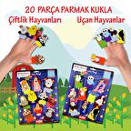 2 Set - 20 Parça Tox Çiftlik ve Uçan Hayvanlar Parmak Kukla T220 T222