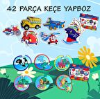 12 Set - 42 Parça Tox Deniz Canlıları ve Ulaşım Araçları 2+ Keçe Yapboz - 2 Yaş Puzzle T01 T02