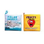 2 Kitap Tox İngilizce Kutup Hayvanları ve Meyveler Kumaş Sessiz Kitap E125 E126 - Bez Kitap , Eğitici Oyuncak , Yumuşak ve Hışırtılı