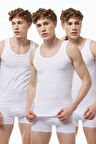 Erkek 3 lü Beyaz Modal Atlet 3M008